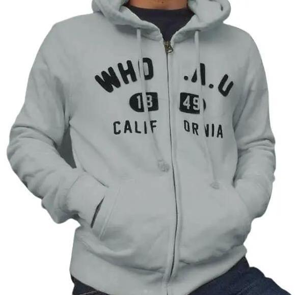 Jaket Hoodie WHO.AU California USA Pull Bordir Original Distro Fleece Tebal Sweater Lembut