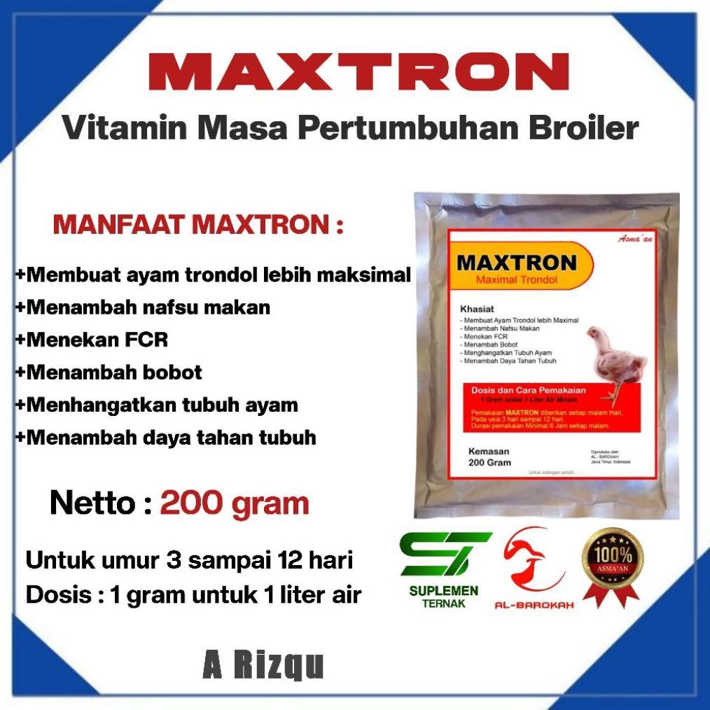 MAXTRON ( Maximal Trondol ayam broiler ) - SUPLEMEN MASA PERTUMBUHAN - SUPLEMEN dan VITAMIN AYAM BRO