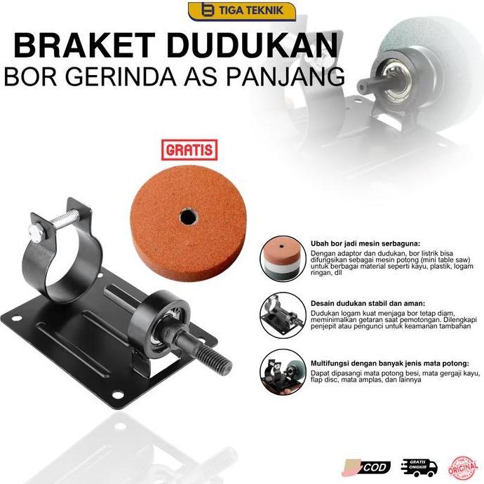 LORASTA Set Dudukan Adaptor Gerinda As Panjang Batu Asah