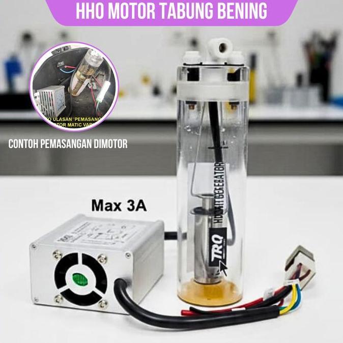 IYLBISC HHO Generator Turbo Penghemat BBM Motor Emisi Gas Buang Tabung Bening 12V 2.8A-3.5A Output 2