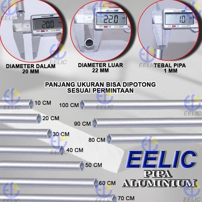 ASTAROL EELIC PIA-ALM22MMX1MM Pipa aluminium pipa bulat ukuran 7/8" (22mm) x 1mm panjang 100 cm
