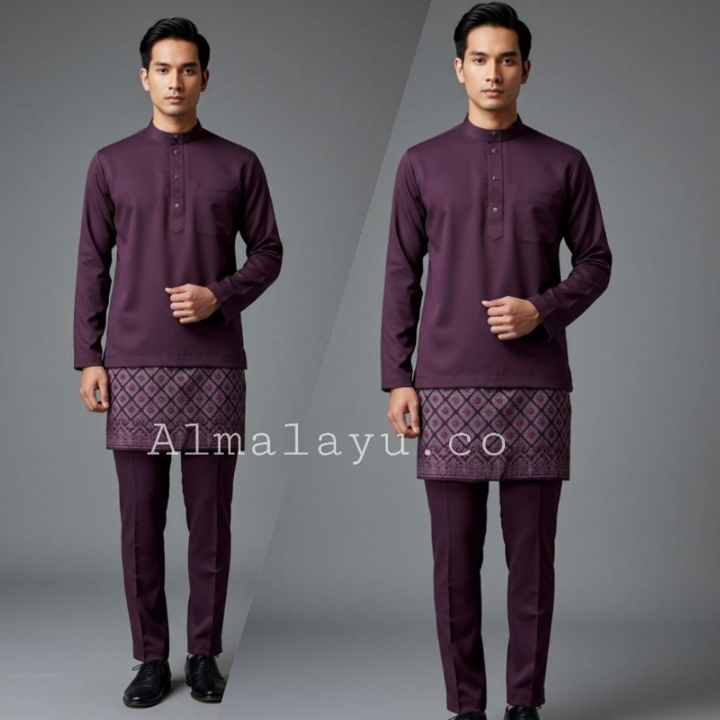 new product satu set baju dan celana melayu satin mengkilap teluk belanga termurah baju melayu pria 