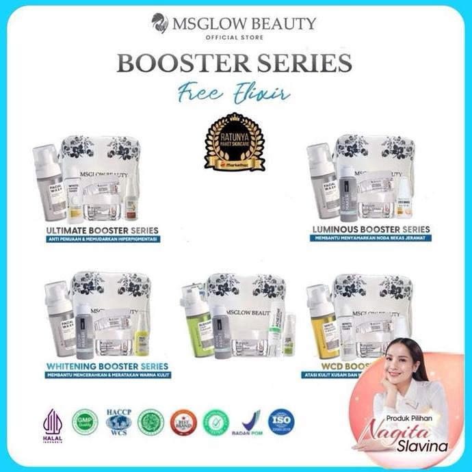 ARUMKIKI_VARIAN - MS GLOW PAKET WAJAH NEW SERIES BOOSTER FREE SERUM ELIXIR MENCERAHKAN MEMUTIHKAN MU