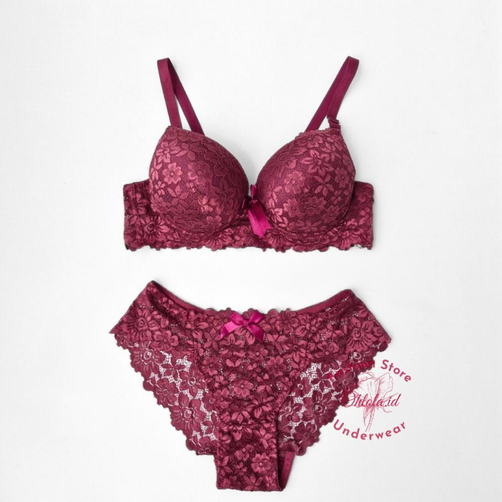 Hemat Set Bh Dan Celana Dalam Wanita Sexy Premium Motif Renda Busa One Set Bra Cewek