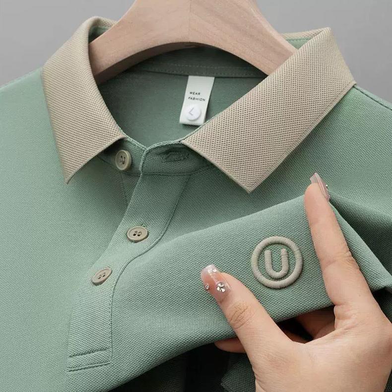 pengiriman cepat Kaos kerah pria knit shirt lengan pendek V neck polo shirt kaos polos kancing Atasa