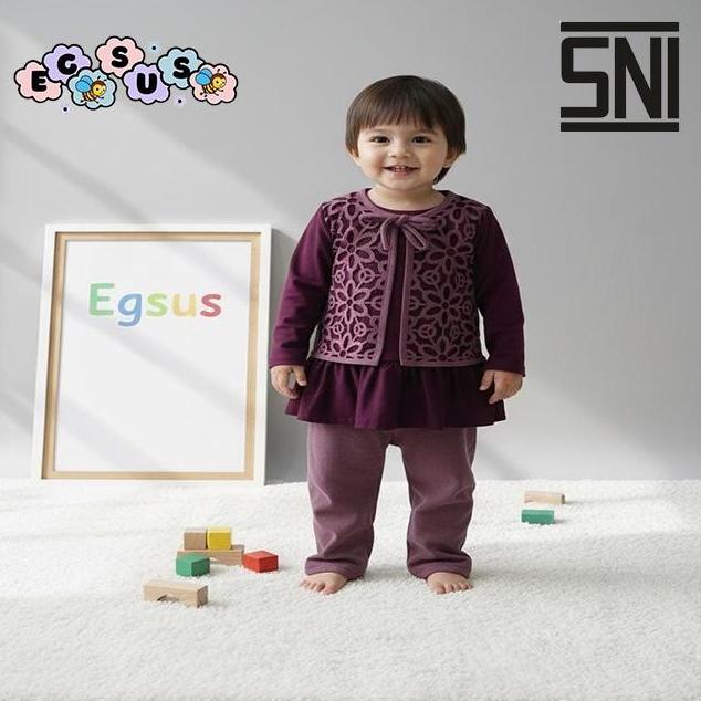 (EGSUS) Setelan Anak Perempuan Newborn 0-4 Tahun MENTARI KNITT ROMPI BUNGA LASER Anak Rompi Katun Sp