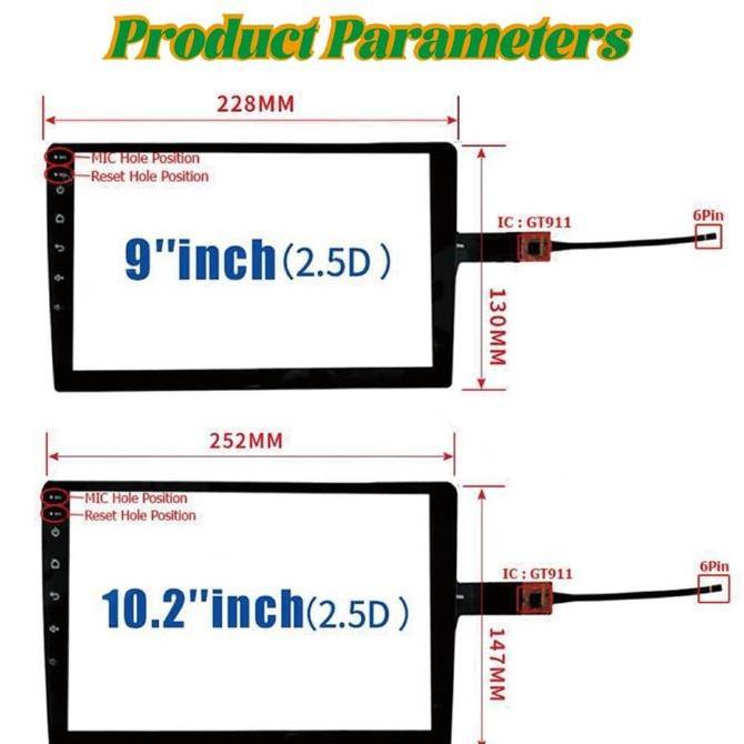 OVMIDEX Pengganti Layar Touch Screen Head Unit Android 9"10.2" Universal Touchscreen Panel Layar Sen