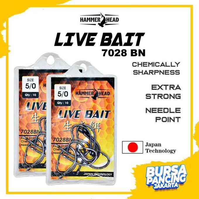HAMMERHEAD Kail Pancing Live Bait 7028BN Black Nikel Single Hook Umpan Hidup Mancing Kolam Laut Lele