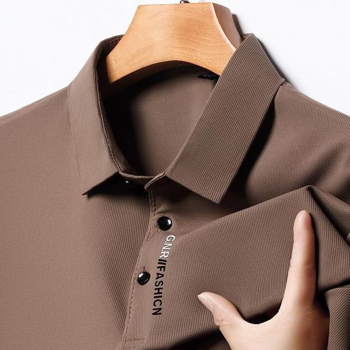 Polo Shirt Pria Keren T-Shirt Baju Kerah Santai Baju Kerja Kaos Korean Style Khaki Premium Casual Ny