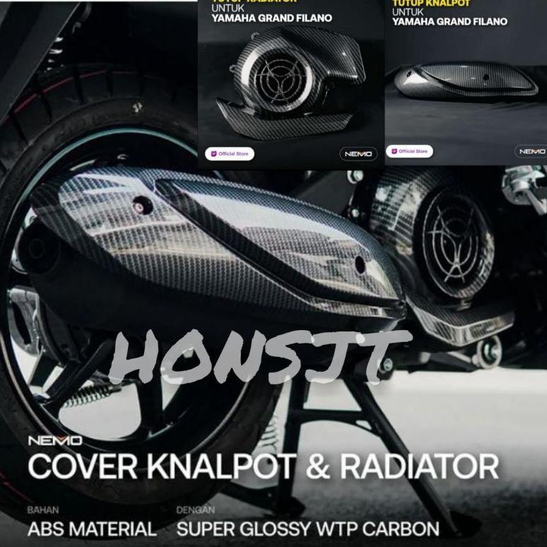 Promo cover knalpot grand filano tutup cover radiator kipas Yamaha grand filano carbon
