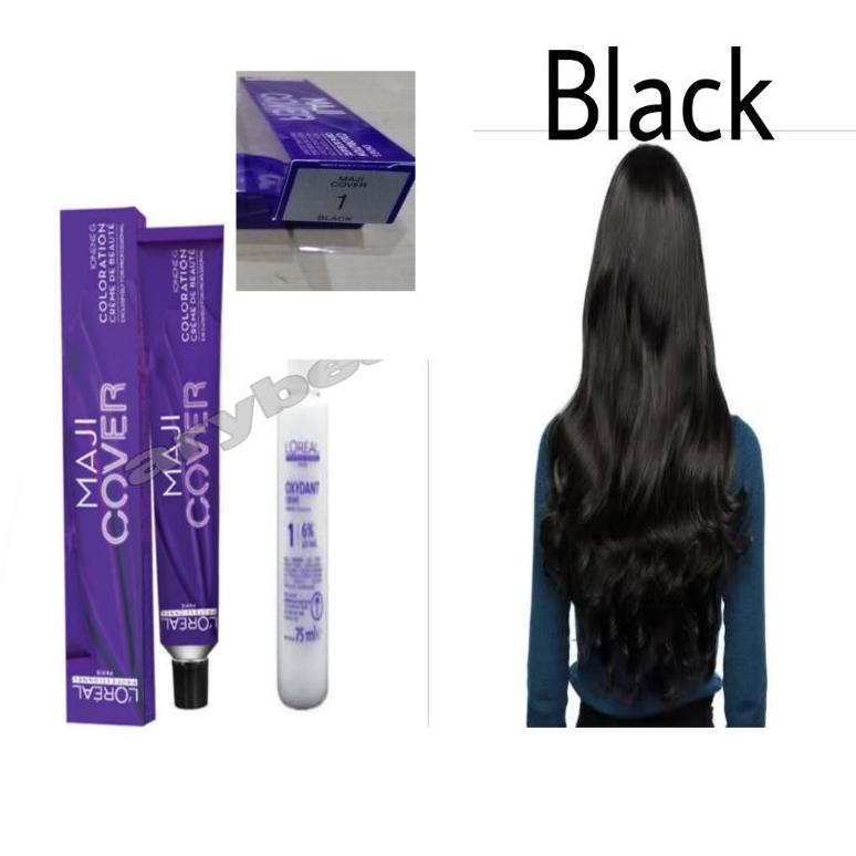 Best Seller L'Oreal Majirel 1 Black Loreal Pewarna Rambut Cat Rambut Dan Oxidant