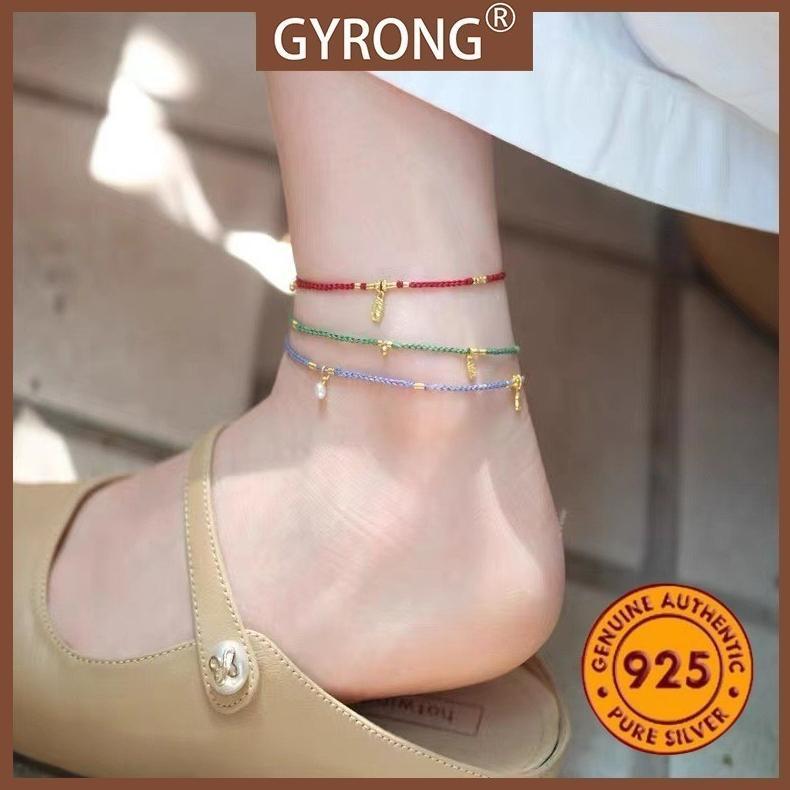 NEW GYRONG Aksesori Gelang Kaki Tali Kepang Keberuntungan 18K Emas [terbaik][terlaris]