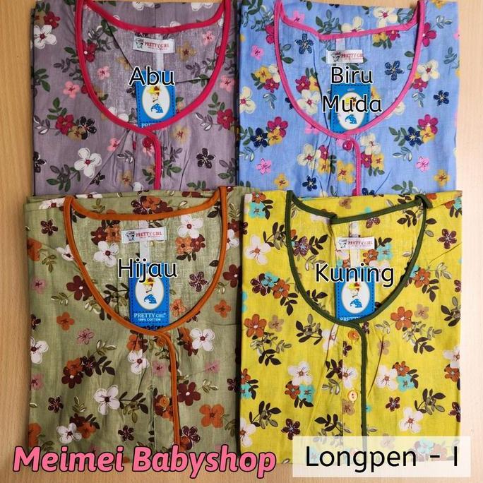 NEW LONGDRESS LENGAN PENDEK / DASTER PANJANG KATUN PRETTY GIRL MOTIF ORI