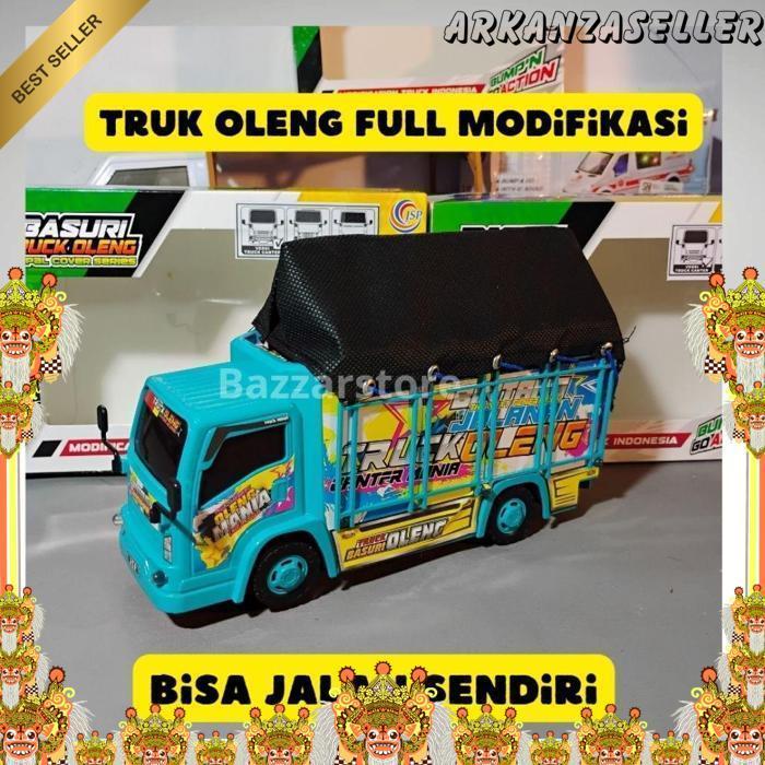 Mainan Truk Oleng Modifikasi Terpal Bisa Jalan Sendiri Lampu Nyala Dan Musik Telolet Nyala, Miniatur