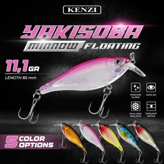 Lure Yakisoba 85Mm 11.1Gr Minnow Floating Umpan Pancing Tiruan Ikan Mainan Air Tawar & Laut Allshop