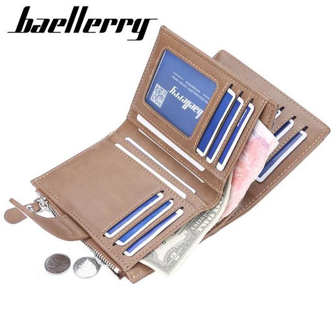 Dompet Pria Dompet Lipat Kulit Baellerry Original Bahan Kulit Men Wallet D3218 Hitam Kartu