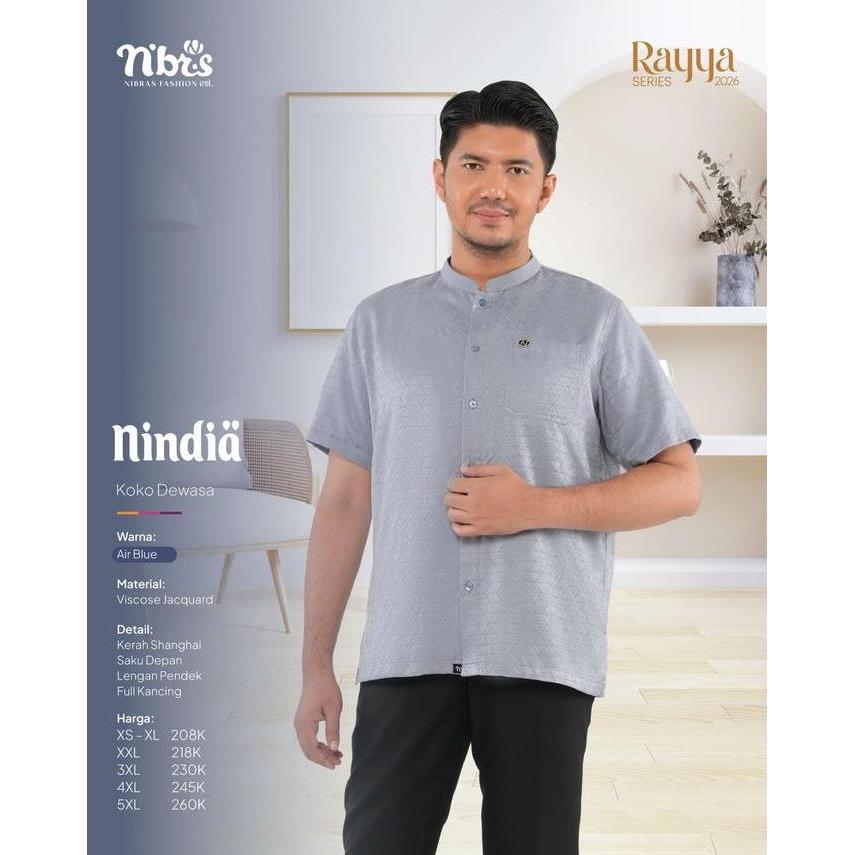 NIBRAS NINDIA AIR BLUE SARIMBIT KELUARGA MODEL BARU 2026 SIMPEL DAN ELEGAN KOKO DEWASA GAMIS DEWASA 