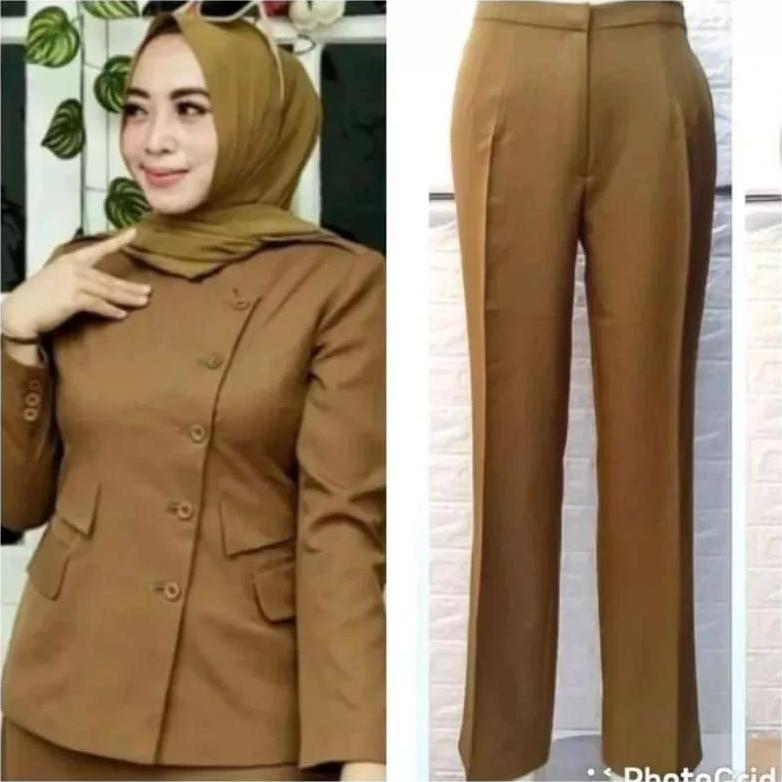 Diskon Blezer Princessfa Seragam Pdh Kheki Tua Baju Dinas Asn,Pns,Guru,Seragam Pemda Kheki Tua Wanit