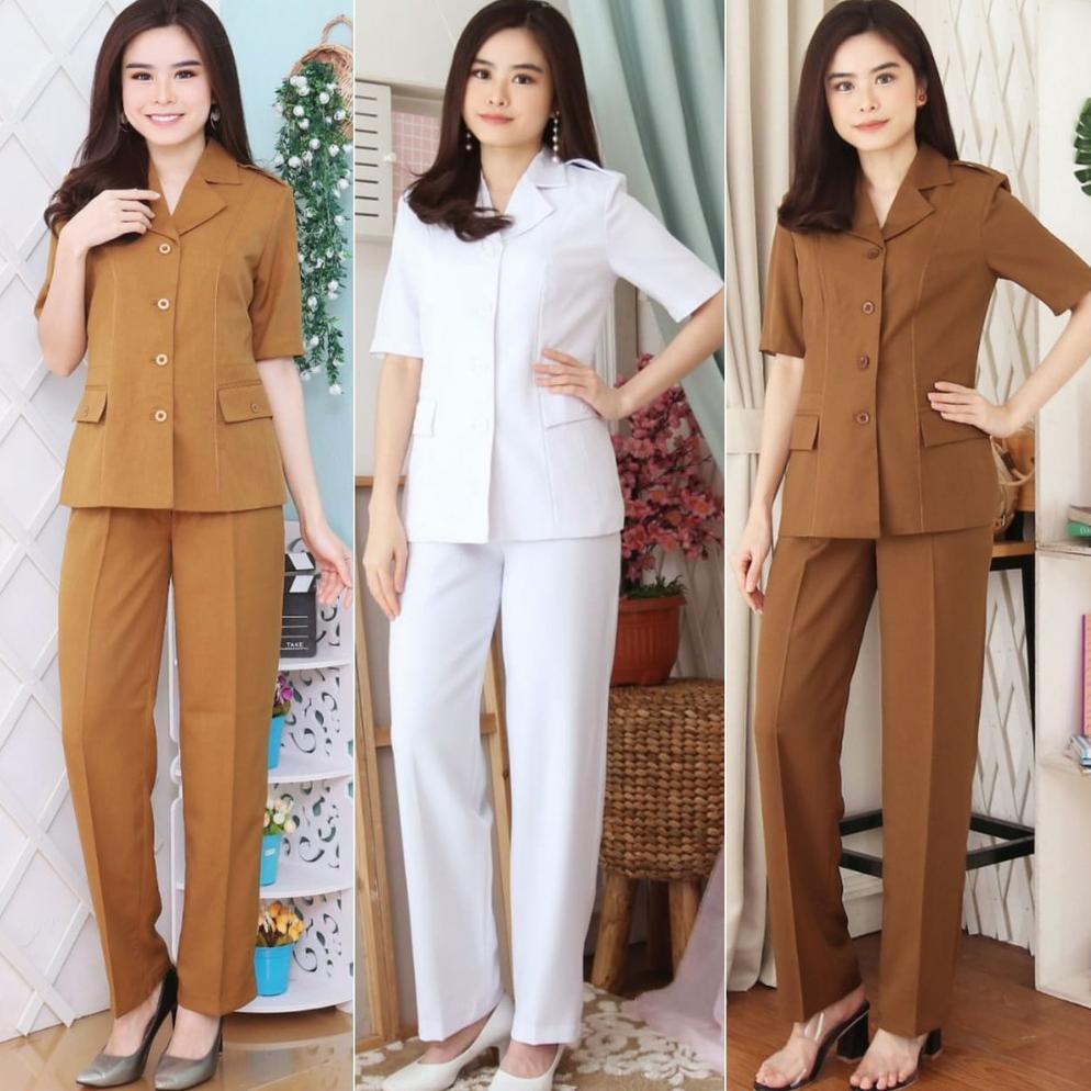 Diskon Setelan Jas Wanita / Seragam Kerja Blazer Wanita / Seragam Guru / Setelan Baju Guru Wanita - 