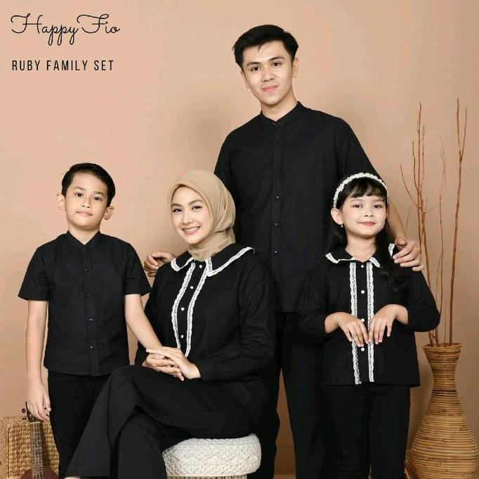 Happyfio Family Set Ruby - Baju Kemeja Couple Keluarga - Sarimbit Series warna Light Burgundy / Maro