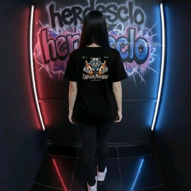 Kaos Distro Herdesclo Dog Captain Morgan Pria Original T-Shirt