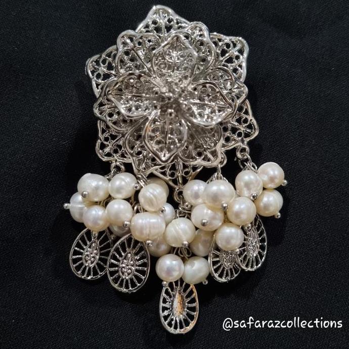 Bros Liontin Mutiara Air Tawar Asli / Bros Kebaya LS