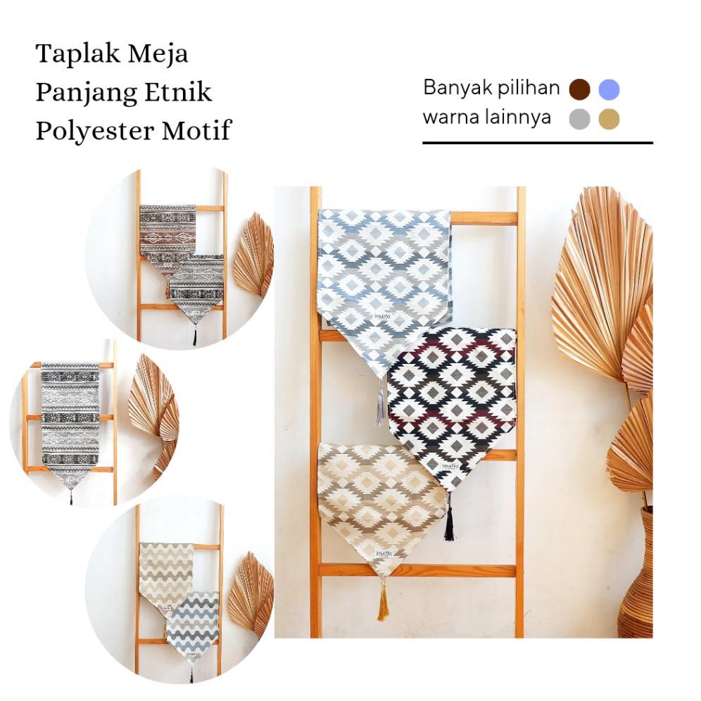 Taplak Meja Panjang Etnik - Kain Polyester Premium (Taplak Meja Makan Bed Runner Motif Etnik Klasik 