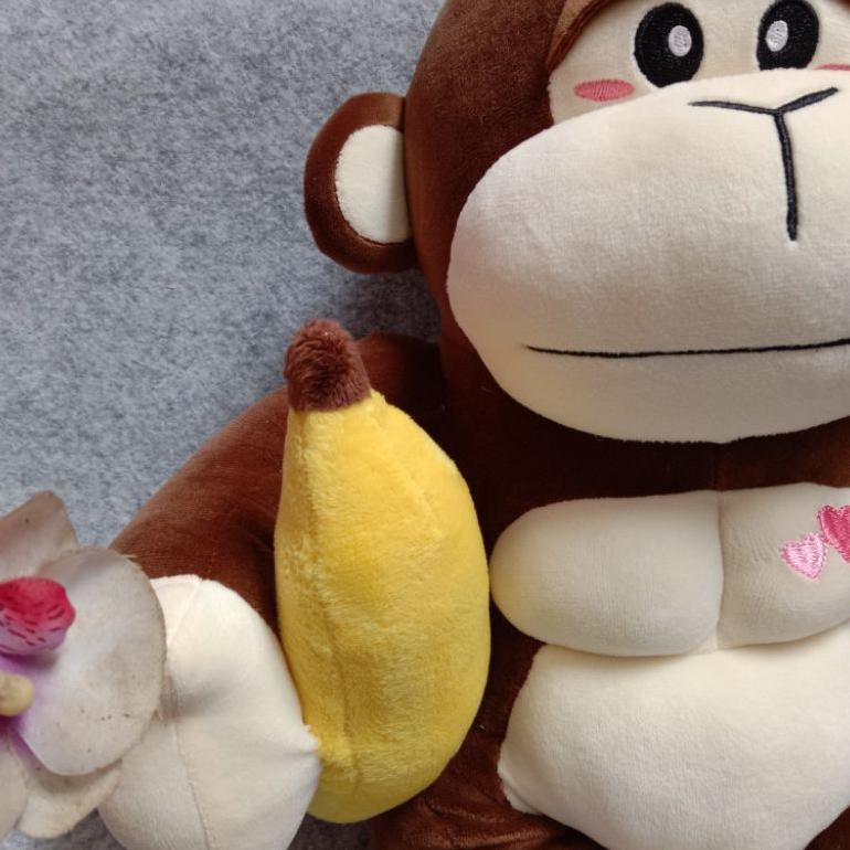 Boneka animal monkey with banana binatang monyet pegang pisang by seulgi Diskon