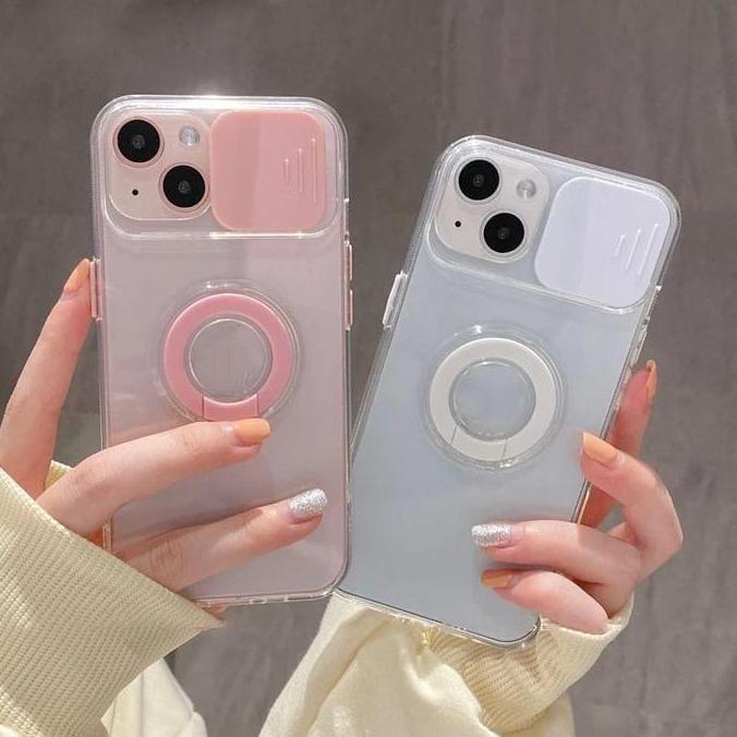 Soft Case For Iphone 11 12 13 14 Pro Max Kamera Geser Ring Holder