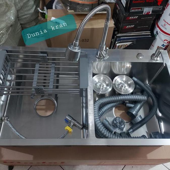 kitchen sink 2 lubang stainless / Tempat cuci piring 2 lubang stainles