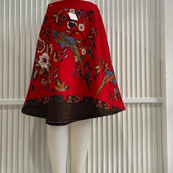Rok payung pendek 7/8 wanita motif batik style korea full karet pinggang KM