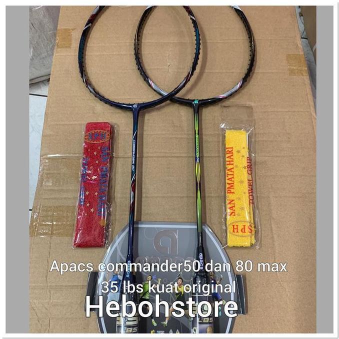 Raket Badminton APACS COMMANDER 50/80 Free grip KUAT 35 LBS ORIGINAL