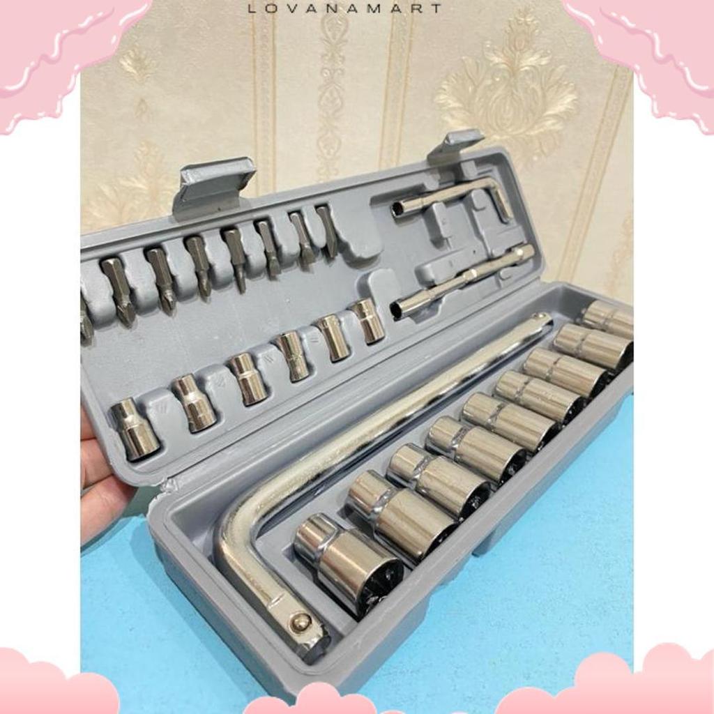 Diskon Kunci Sok Set / Kunci Sok 27Pcs / Kunci Shock Set / Socket Wrench Original Isi 27 Pcs Kualita
