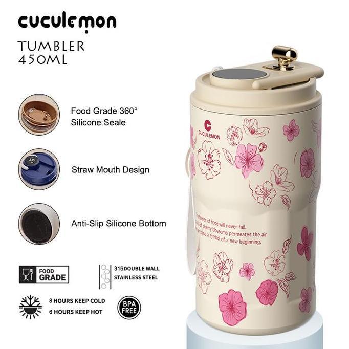 NEW CUCULEMON DIGITAL SMART DISPLAY COFFEE TUMBLER 450ML TAMLER HOT COOL STAINLESS STEEL TUMBLER COF
