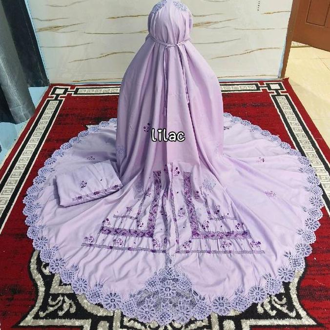 Mukena Kerancang Keliling sulam cabut benang (katun silky) Panjang Putih Remaja Bordir Nyaman Mukena
