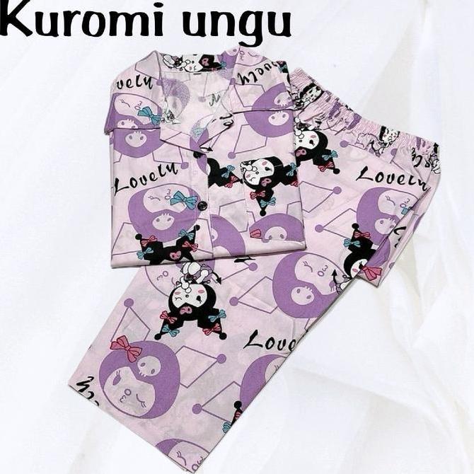 piyama baju tidur kuromi ungu  bisa couple ibu dan anak