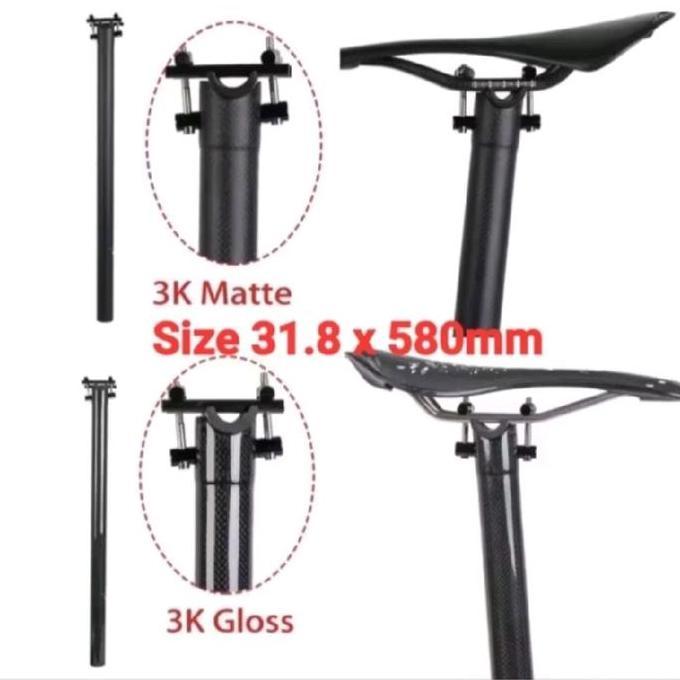 Seatpost Carbon 31.8 panjang 580mm Seatpost Sepeda Lipat Seatpost Seli Tiang sadel carbon