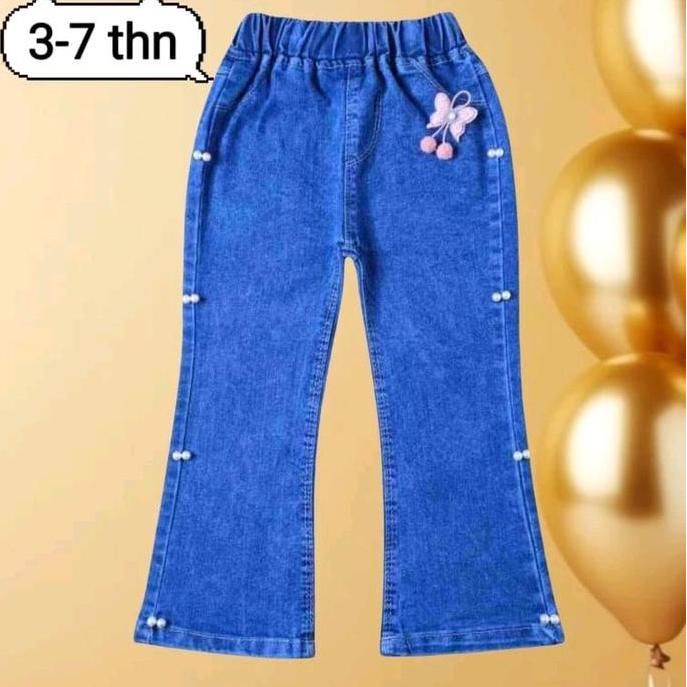 Celana Cutbray Anak Perempuan Usia 3-7 Tahun Model Simple Terbaru Jeans Kulot Fashion Motif Celana C