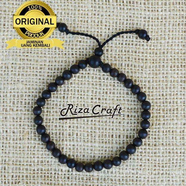 Gelang Tasbih Kayu Hitam Eboni Ebony ASLI Langka Sulawesi 33 Butir