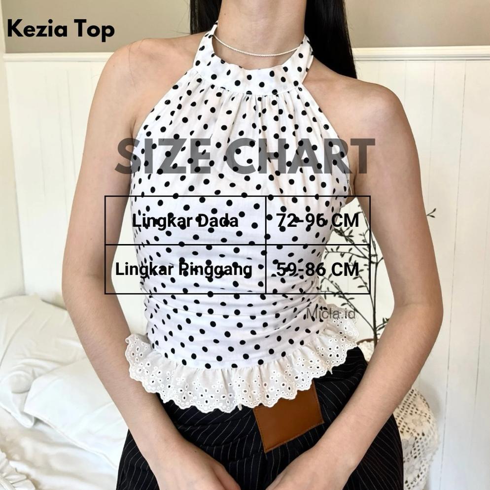 HOT PRODUCT MICLA - Kezia Top | Atasan Wanita Polkadot Halter Top | Tanktop Wanita Kekinian Polkadot