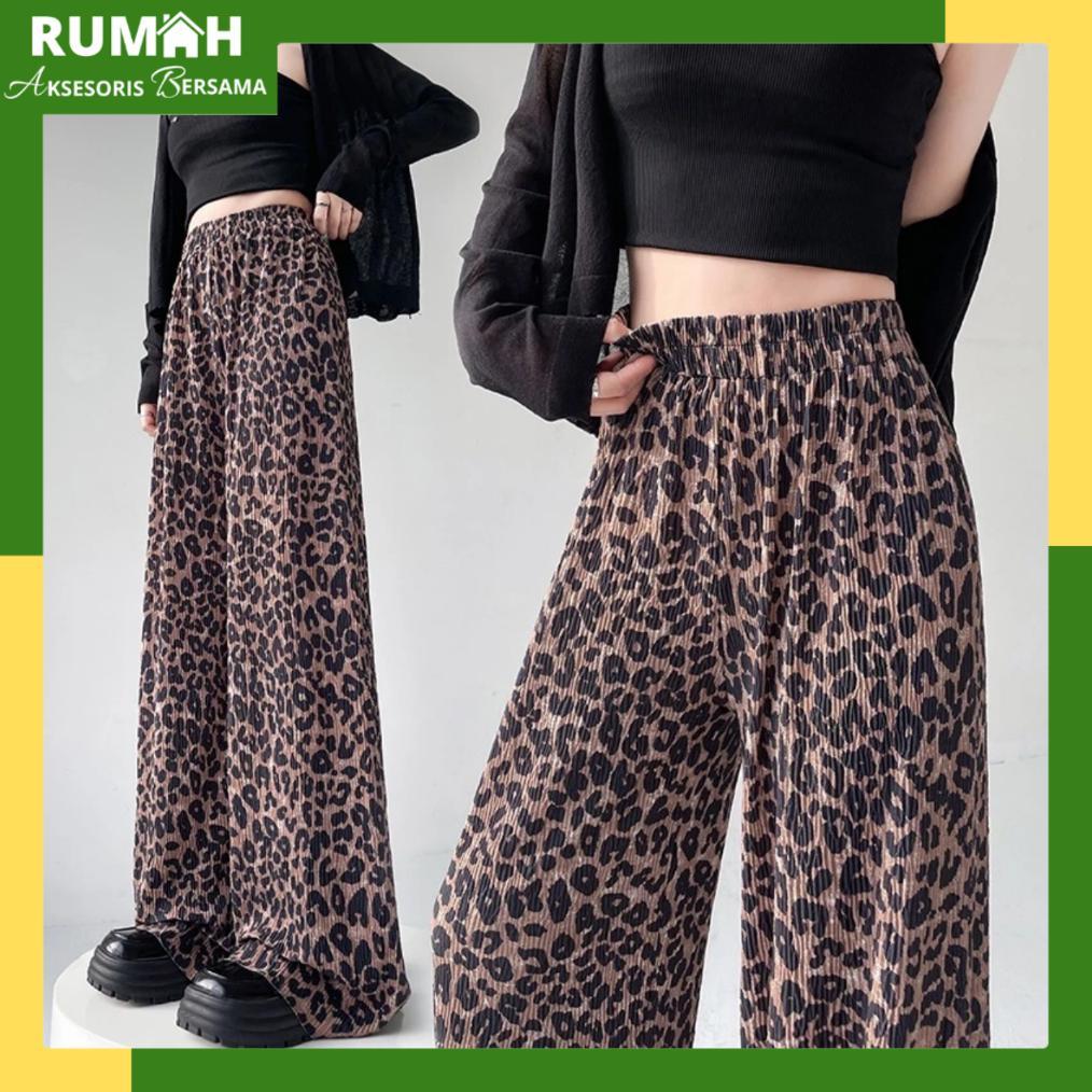 Rab Cpg537 Celana Panjang Leopard Motif Macan Kulot Bahan Karet Rayon Stretch
