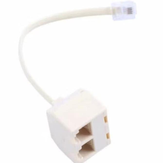 55. Splitter Telepon Rj11 1 To 2 Telephone Phone Fax Jack Line Splitter + Kabel