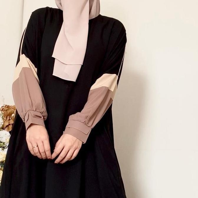 SERATIYASTIGA1 - MARYAMZALI LIRA POLOS OVER-SIZE ABAYA (ABAYA SAJA) MUSLIM GAMIS WANITA DRESS HITAM