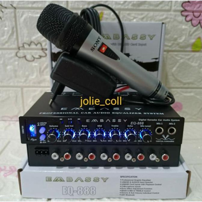 Parametrik Preamp Embassy EQ-888 Bluetooth Free Adaptor Dan Mic