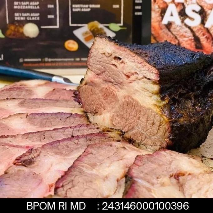 TERBAIK sei sapi asap brisket lengkap dengan sambal 450gram (smoked brisket)