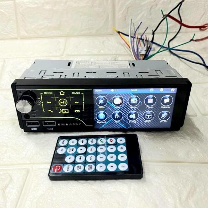 Tape Mobil Single Din Embassy mp5 Layar Sentuh Inch