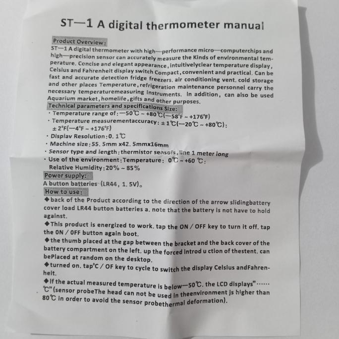 Digital thermometer elitech ST-1A
