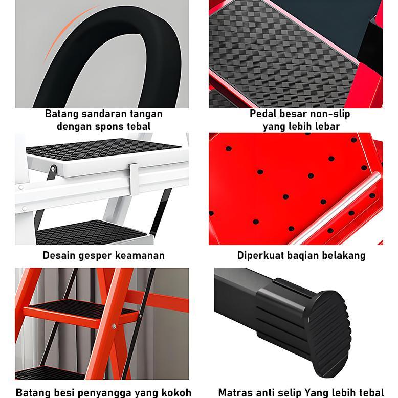 Tangga berlapis bubuk premium Kaki karet elastis Tangga lipat aluminium tangga lipat aluminium tangg