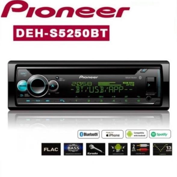 Head Unit Tape Mobil Single Din Pioneer DEH-S5250BT CD USB Bluetooth