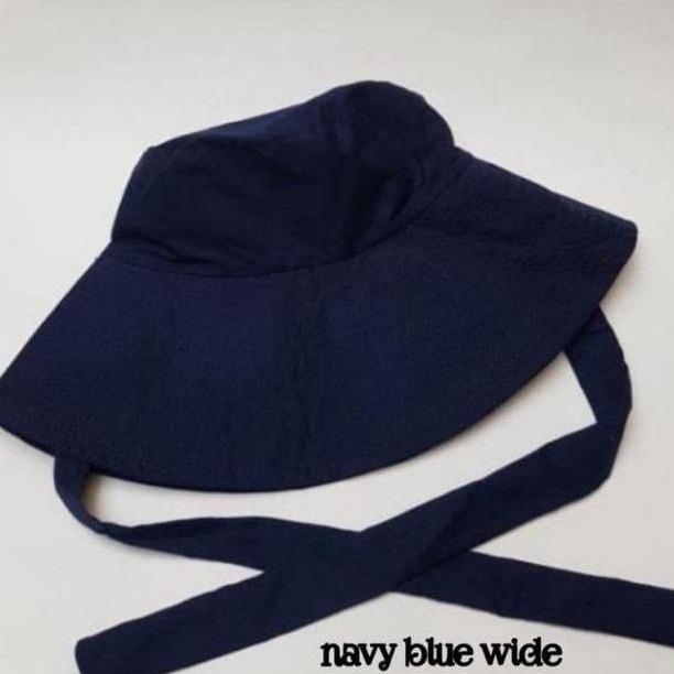 Rotazione- Topi Wide Bucket Hat Wanita Tali Polos Korean Style Kekinian